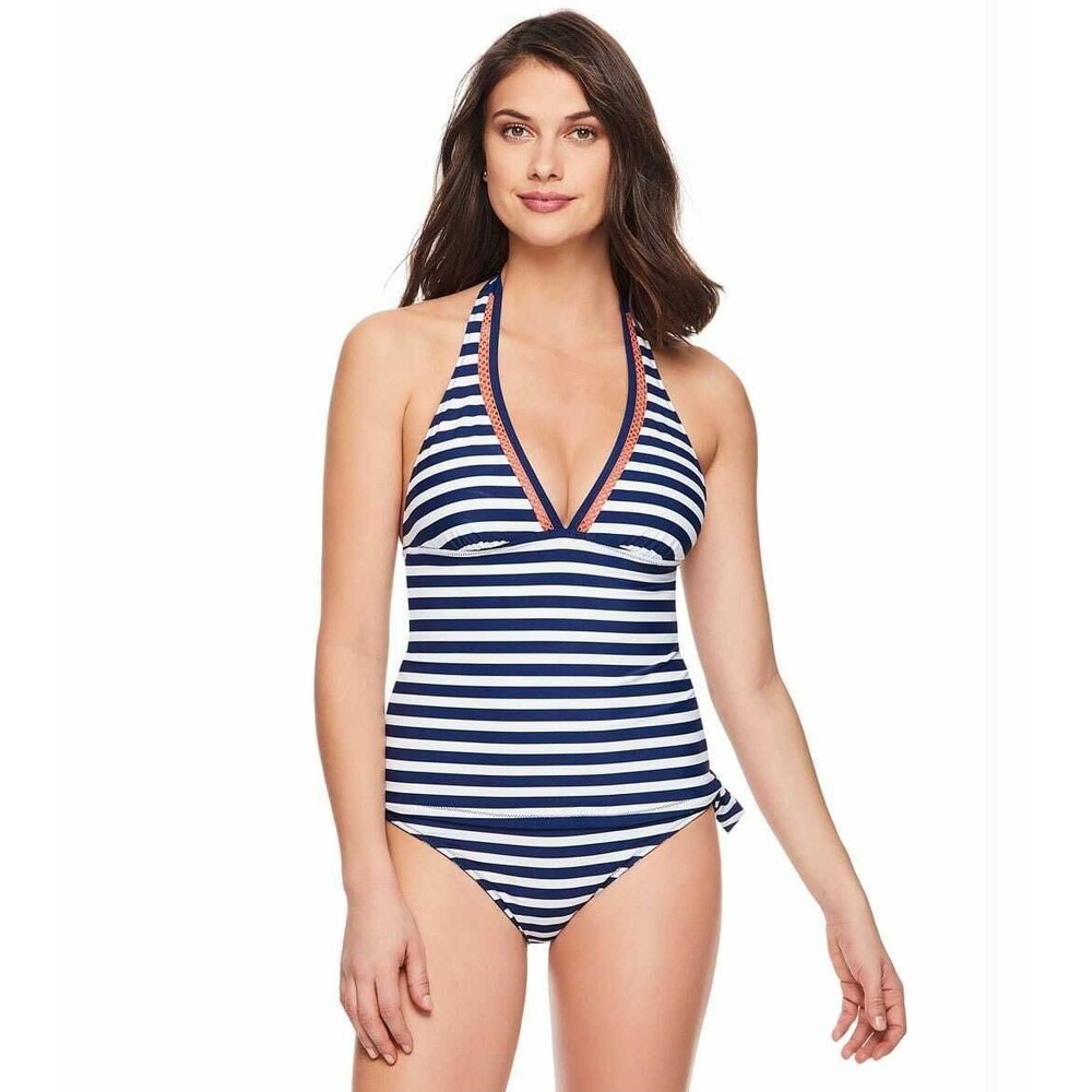 Vera Bradley Reversible Cabana Stripe So Sweet Peyton Tankini Top XL Navy